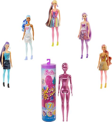 Barbie color - Barbie® Color Reveal™ Tie-Dye Fashion Maker gift set creates the ultimate unboxing experience with 50 surprises! Unbox to find a Color Reveal™ Barbie® and Chelsea™ doll in a Color Reveal™ neon tie-dye coating, a Magic Fashion Reveal Tablet that consists of white clothing to dye, a complete tie-dye toolkit that easily allows kids to create their own fashion looks for Barbie® and ...
